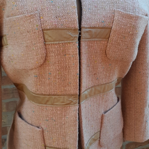 Tracy Reese Pink Wool Tweed Blazer Jacket SZ 8 - Picture 2 of 5